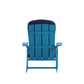 Charlestown Set of 2 All-Weather Poly Resin Wood Adirondack Chairs in Blue with Blue Cushions for Deck, Porch, and Patio