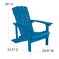Charlestown Set of 2 All-Weather Poly Resin Wood Adirondack Chairs in Blue with Blue Cushions for Deck, Porch, and Patio