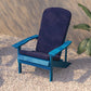 Charlestown Set of 2 All-Weather Poly Resin Wood Adirondack Chairs in Blue with Blue Cushions for Deck, Porch, and Patio