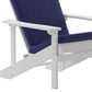 Charlestown Set of 2 All-Weather Poly Resin Wood Adirondack Chairs in White with Blue Cushions for Deck, Porch, and Patio