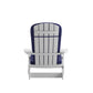 Charlestown Set of 2 All-Weather Poly Resin Indoor/Outdoor Folding Adirondack Chairs in White with Blue Cushions for Deck, Porch, and Patio