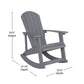 Savannah Set of 2 All-Weather Poly Resin Wood Adirondack Rocking Chairs in Gray with Blue Cushions for Deck, Porch, and Patio