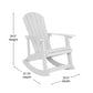 Savannah Set of 2 All-Weather Poly Resin Wood Adirondack Rocking Chairs in White with Gray Cushions for Deck, Porch, and Patio