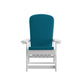 Savannah Set of 2 All-Weather Poly Resin Wood Adirondack Rocking Chairs in White with Teal Cushions for Deck, Porch, and Patio