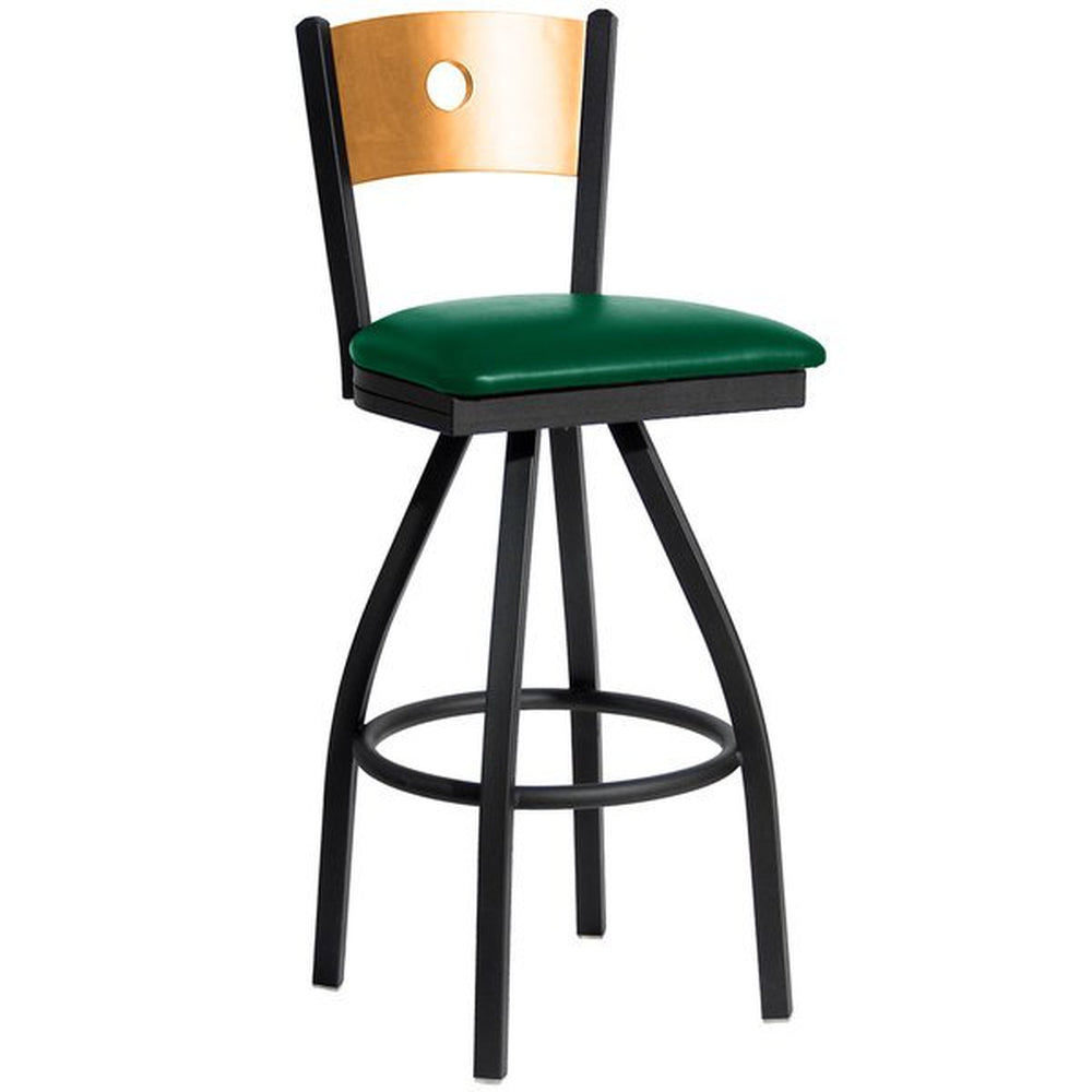 darby circle wood back swivel bar stool