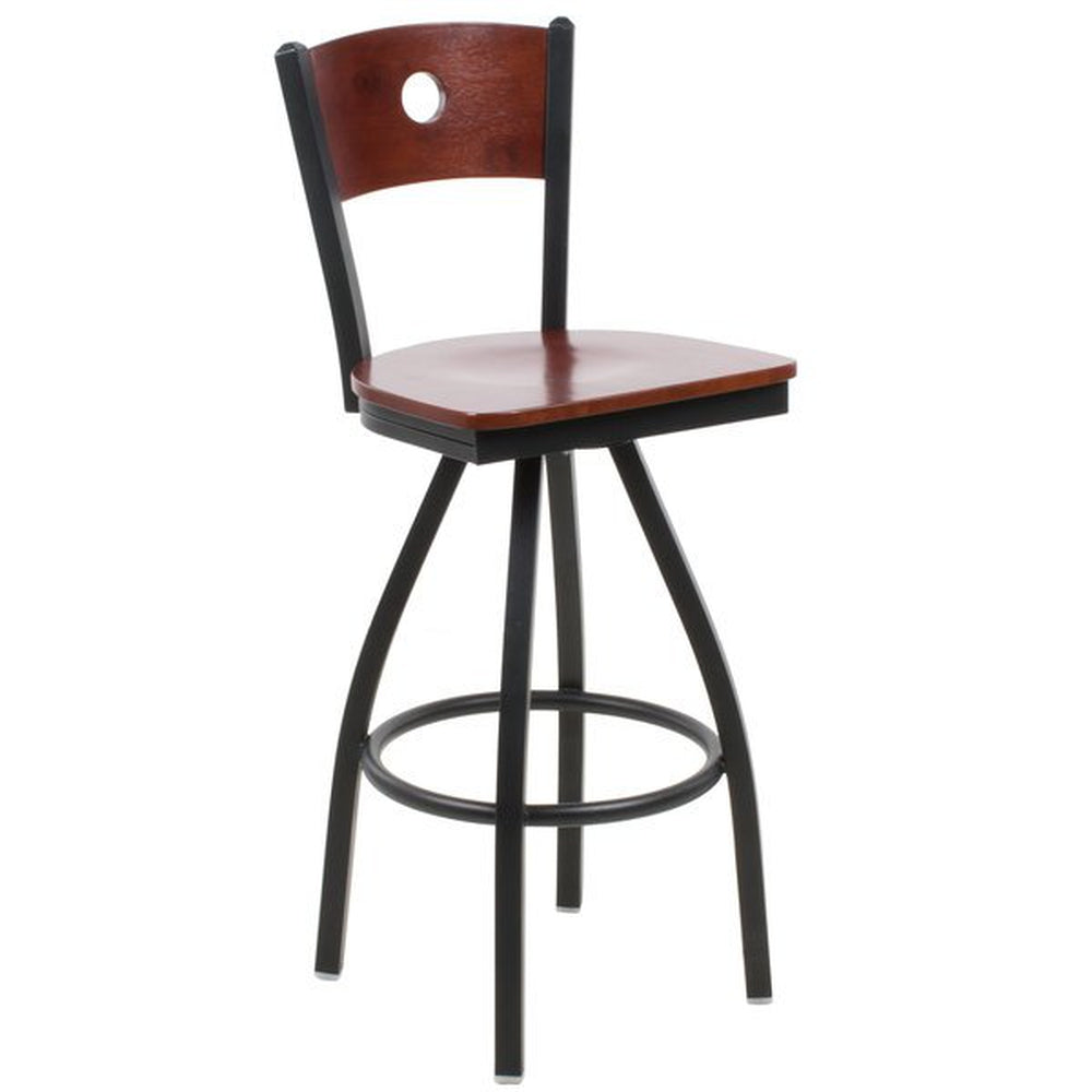 darby circle wood back swivel bar stool