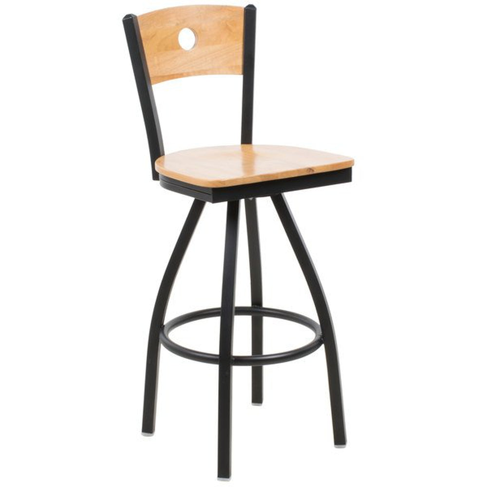 darby circle wood back swivel bar stool