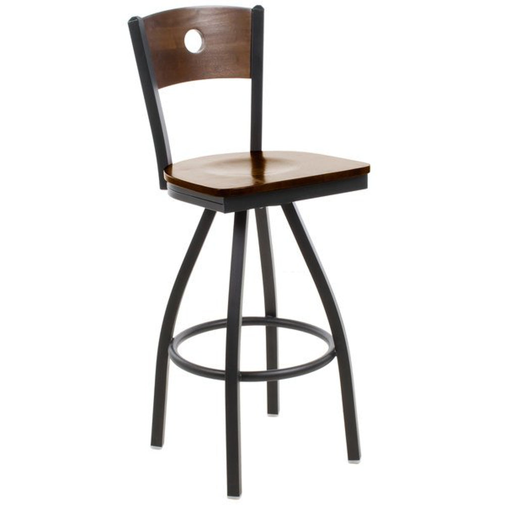 darby circle wood back swivel bar stool