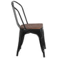 Perry Black Metal Stackable Chair with Wood Seat