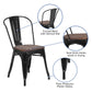 Perry Black Metal Stackable Chair with Wood Seat