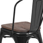 Perry Black Metal Stackable Chair with Wood Seat