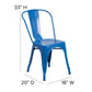 Perry Commercial Grade Blue Metal Indoor-Outdoor Stackable Chair with Teal-Blue Poly Resin Wood Seat