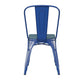 Perry Commercial Grade Blue Metal Indoor-Outdoor Stackable Chair with Teal-Blue Poly Resin Wood Seat