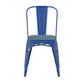 Perry Commercial Grade Blue Metal Indoor-Outdoor Stackable Chair with Teal-Blue Poly Resin Wood Seat