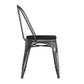 Perry Commercial Grade Black-Antique Gold Metal Indoor-Outdoor Stackable Chair with Black Poly Resin Wood Seat