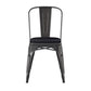 Perry Commercial Grade Black-Antique Gold Metal Indoor-Outdoor Stackable Chair with Black Poly Resin Wood Seat