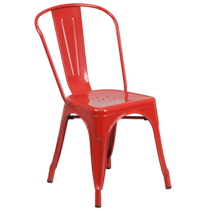 Perry Commercial Grade Red Metal Indoor-Outdoor Stackable Chair