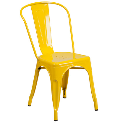 Perry Commercial Grade Yellow Metal Indoor-Outdoor Stackable Chair