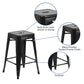 Kai Commercial Grade 24" High Backless Black Metal Indoor-Outdoor Counter Height Stool with Square Seat