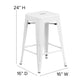 Kai Commercial Grade 24" High Backless White Metal Indoor-Outdoor Counter Height Stool with Square Seat