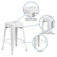 Kai Commercial Grade 24" High Backless White Metal Indoor-Outdoor Counter Height Stool with Square Seat