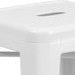 Kai Commercial Grade 24" High Backless White Metal Indoor-Outdoor Counter Height Stool with Square Seat