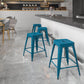 Kai Commercial Grade 24" High Backless Distressed Antique Blue Metal Indoor-Outdoor Counter Height Stool