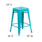 Kai Commercial Grade 24" High Backless Crystal Teal-Blue Indoor-Outdoor Counter Height Stool