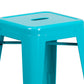 Kai Commercial Grade 24" High Backless Crystal Teal-Blue Indoor-Outdoor Counter Height Stool