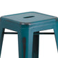 Kai Commercial Grade 24" High Backless Distressed Kelly Blue-Teal Metal Indoor-Outdoor Counter Height Stool