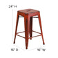 Kai Commercial Grade 24" High Backless Distressed Kelly Red Metal Indoor-Outdoor Counter Height Stool