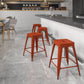 Kai Commercial Grade 24" High Backless Distressed Kelly Red Metal Indoor-Outdoor Counter Height Stool