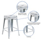 Kai Commercial Grade 24" High Backless Distressed White Metal Indoor-Outdoor Counter Height Stool