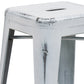 Kai Commercial Grade 24" High Backless Distressed White Metal Indoor-Outdoor Counter Height Stool