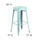 Kai Commercial Grade 30" High Backless Distressed Green-Blue Metal Indoor-Outdoor Barstool