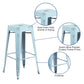 Kai Commercial Grade 30" High Backless Distressed Green-Blue Metal Indoor-Outdoor Barstool