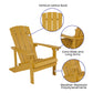 2 Pack Charlestown Commercial All-Weather Poly Resin Wood Adirondack Chairs with Side Table in Yellow