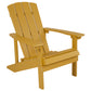 2 Pack Charlestown Commercial All-Weather Poly Resin Wood Adirondack Chairs with Side Table in Yellow