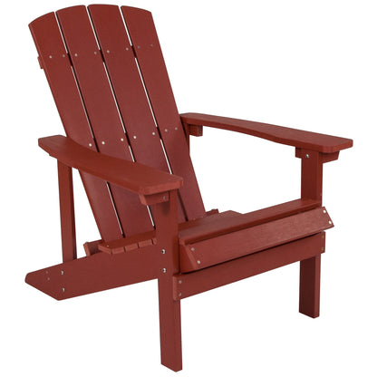 Charlestown Commercial All-Weather Poly Resin Wood Adirondack Chair in Red