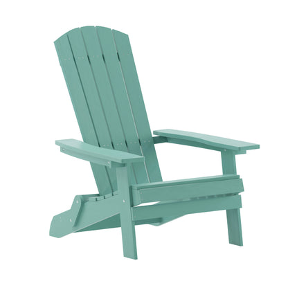 Charlestown Commercial Folding Adirondack Chair - Sea Foam - Poly Resin - Indoor/Outdoor - Weather Resistant