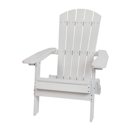 Charlestown Commercial All-Weather Poly Resin Indoor/Outdoor Folding Adirondack Chair in White