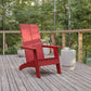 Sawyer Modern Commercial 2-Slat Back Adirondack Chair - Red Commercial All-Weather Poly Resin Lounge Chair
