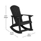 Savannah Commercial Grade All-Weather Poly Resin Wood Adirondack Rocking Chair with Rust Resistant Stainless Steel Hardware in Black