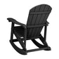 Savannah Commercial Grade All-Weather Poly Resin Wood Adirondack Rocking Chair with Rust Resistant Stainless Steel Hardware in Black