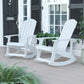 Savannah Commercial Grade All-Weather Poly Resin Wood Adirondack Rocking Chair with Rust Resistant Stainless Steel Hardware in White - Set of 2