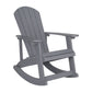 Savannah Set of 2 Gray Commercial Grade All-Weather Poly Resin Wood Adirondack Rocking Chairs with 22" Round Wood Burning Fire Pit