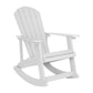 Savannah Set of 4 White Commercial Grade All-Weather Poly Resin Wood Adirondack Rocking Chairs with 22" Round Wood Burning Fire Pit