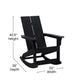 Finn Modern Commercial Grade All-Weather 2-Slat Poly Resin Rocking Adirondack Chair with Rust Resistant Stainless Steel Hardware in Black - Set of2