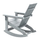 Finn Modern Commercial Grade All-Weather 2-Slat Poly Resin Rocking Adirondack Chair with Rust Resistant Stainless Steel Hardware in Gray - Set of2