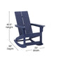 Finn Modern Commercial Grade All-Weather 2-Slat Poly Resin Wood Rocking Adirondack Chair with Rust Resistant Stainless Steel Hardware in Navy